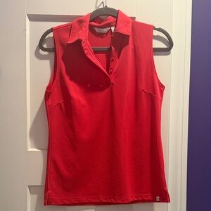 Pink/Red Sleeveless Golf Polo Top